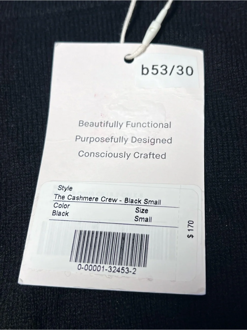 Everlane The Cashmere Crew Black Sweater 100% Cashmere Men’s Size S NWT